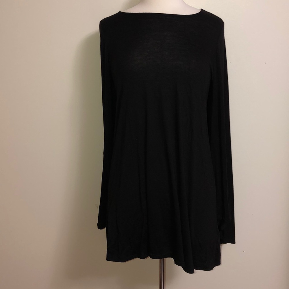 Black cape design long sleeve top new without tags